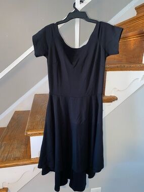 Classic Black High-Low Short Sleeve Dress